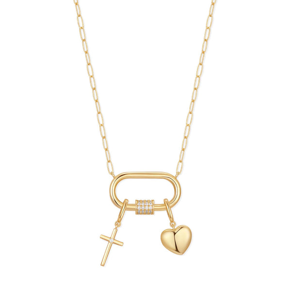 3-Charm Carabiner Paperclip Necklace