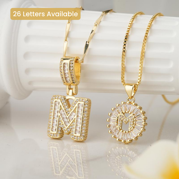2-Pack Cubic Zirconia Initial Necklaces
