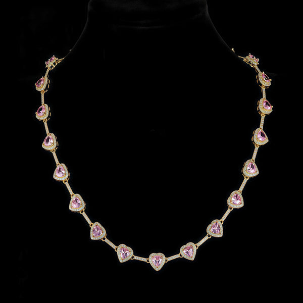 Pink Heart Crystal Zirconia Necklace