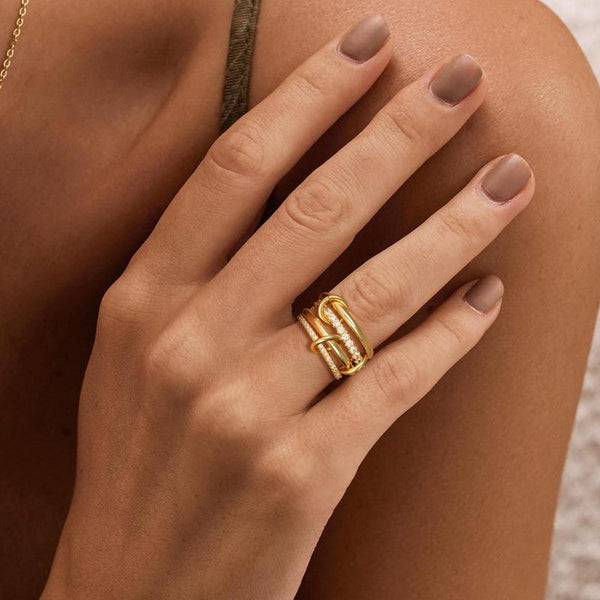 4-Layer Interlocking Zircon Stackable Ring