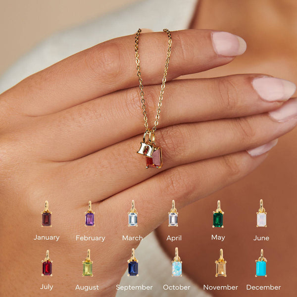 Personalized Initial & Birthstone Necklace