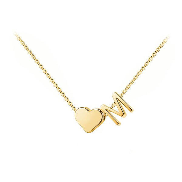 Tiny Heart Initial Necklace – A–Z Letters
