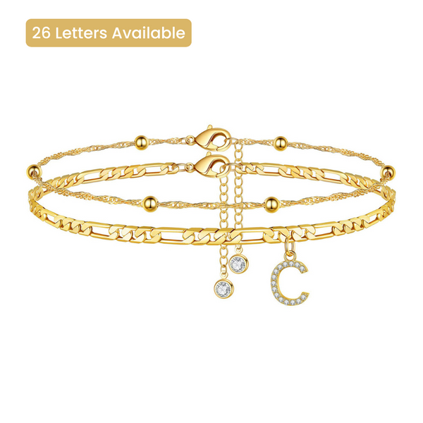 Waterproof Double-Layer Letter Anklet