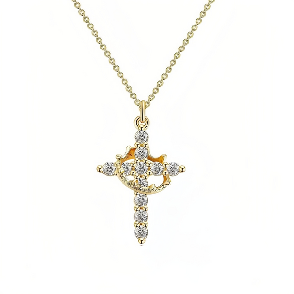 Cross & Crown Pendant Necklace
