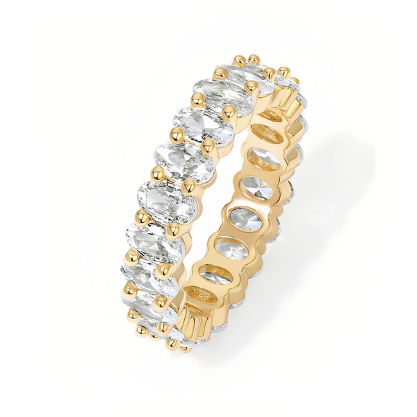 Oval Cubic Zirconia Ring – 14K Gold Plated