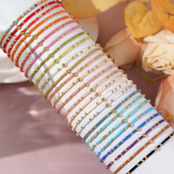 Colorful Beaded Elastic Cord Bracelet Set