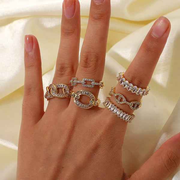 14K Gold Plated CZ Stackable Ring