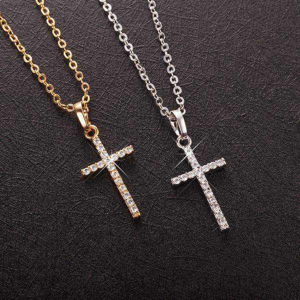 Sparkling Punk Cross Necklace