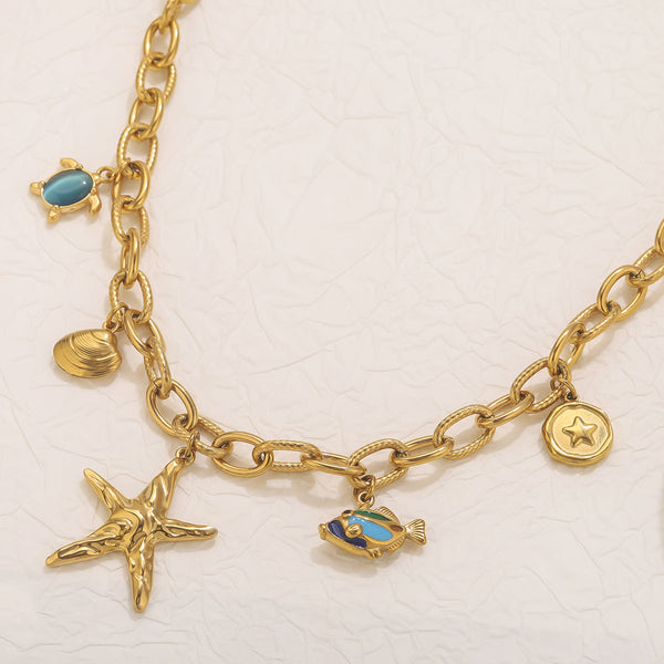 Ocean-Inspired Starfish Charms Necklace