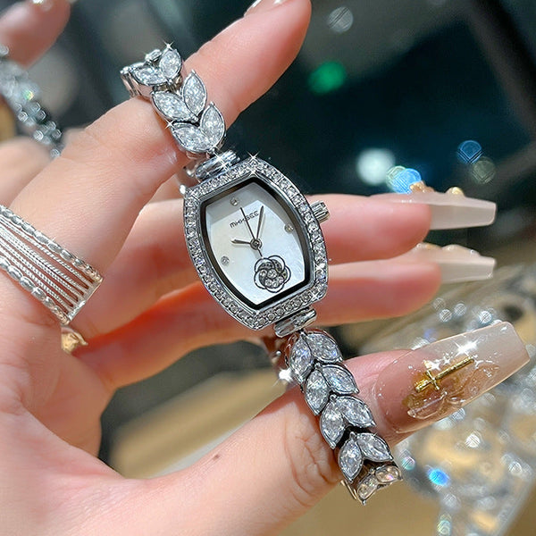 Water-Resistant Camellia Crystal Watch