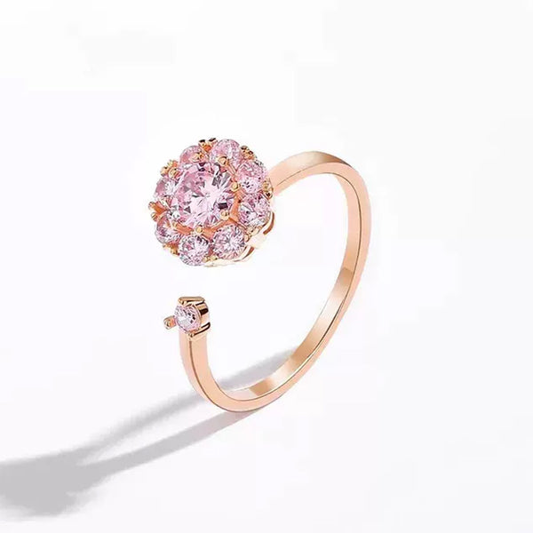Sparkling Pink CZ Stone Spinning Open Ring