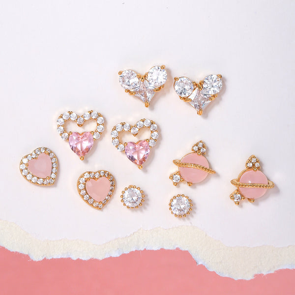 Sweet Pink Love Earrings Set