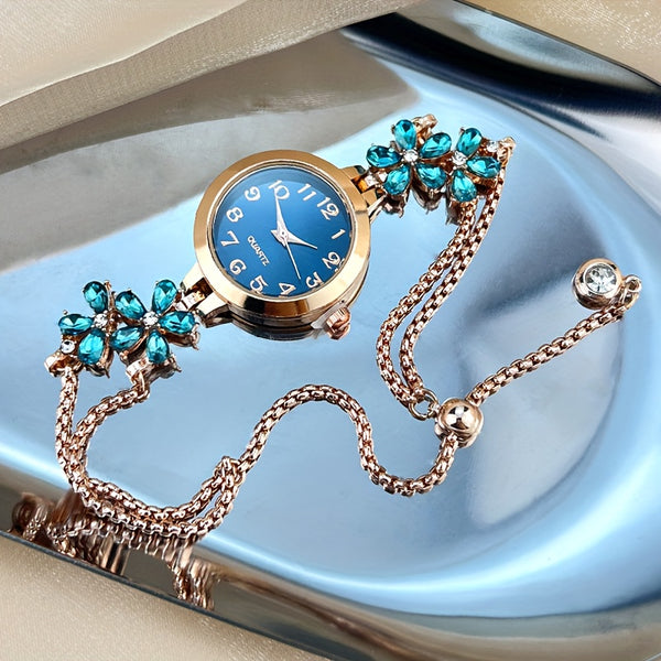 Sparkle Crystal Floral Bracelet Watch