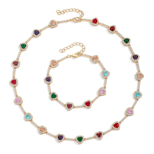 Colorful Heart Crystal Zirconia Necklace