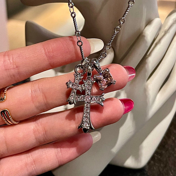 Silver-Tone Cross Pendant Necklace