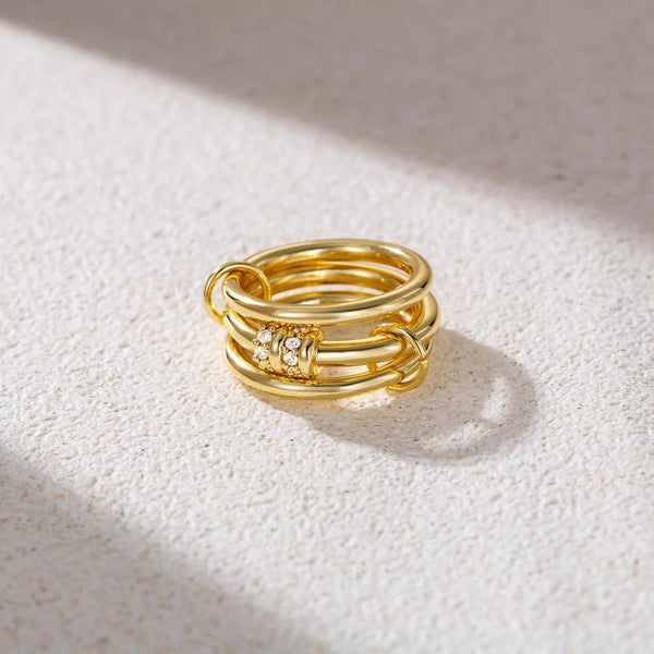 Triple Interlocking Gold Stackable Ring