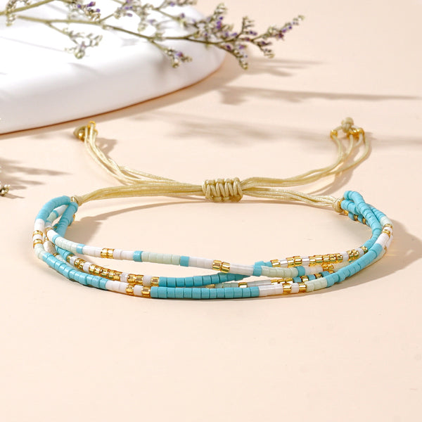 Handmade Adjustable Blue Beaded Bracelet