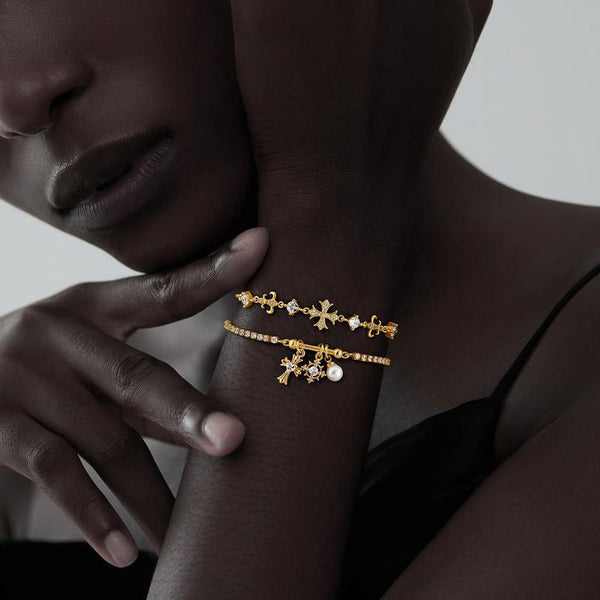 Double-Layer Snowflake & Cross Bracelet