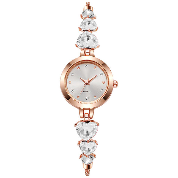 Elegant Sparkling Heart Bracelet Watch