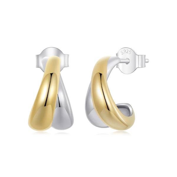 Classic Double Rollv Silver Stud Earrings