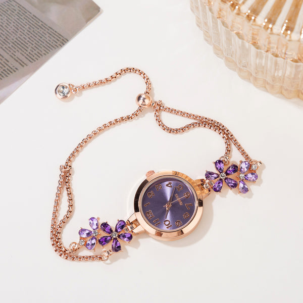 Elegant Crystal Floral Bracelet Watch