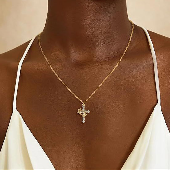 Cross & Crown Pendant Necklace