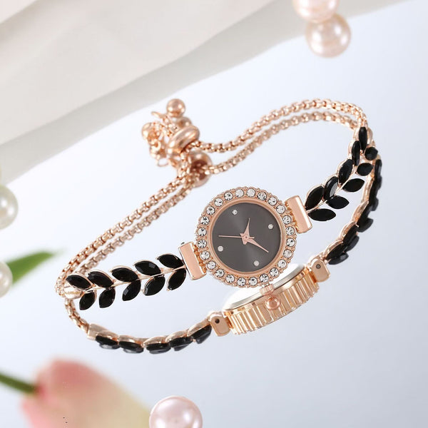 Sparkling Leaf Bracelet Watch