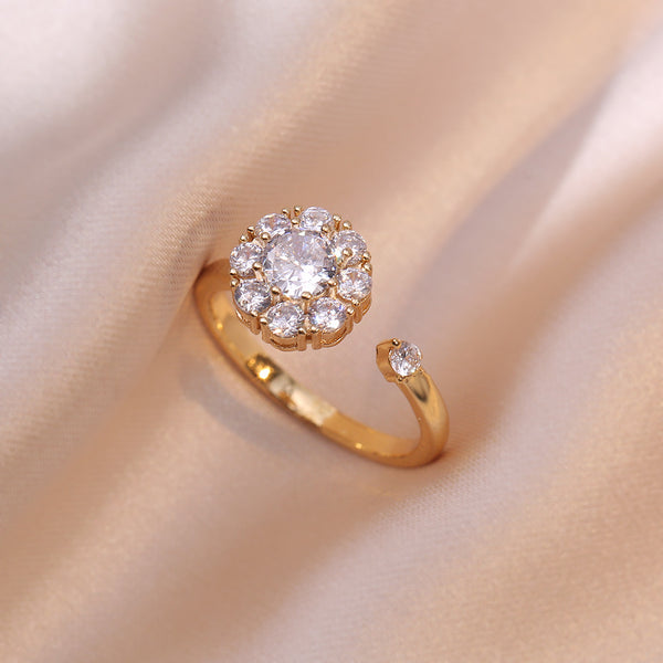 Sparkling White CZ Stone Spinning Open Ring