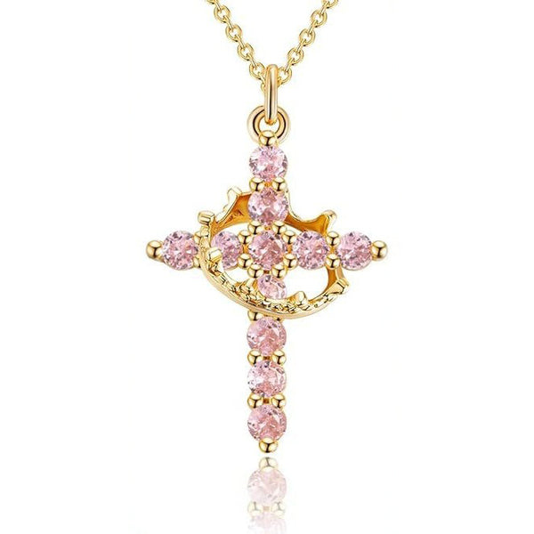 Cross & Crown Pendant Necklace