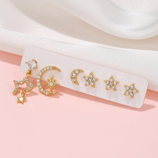 Stackable Star and Moon Earrings Set
