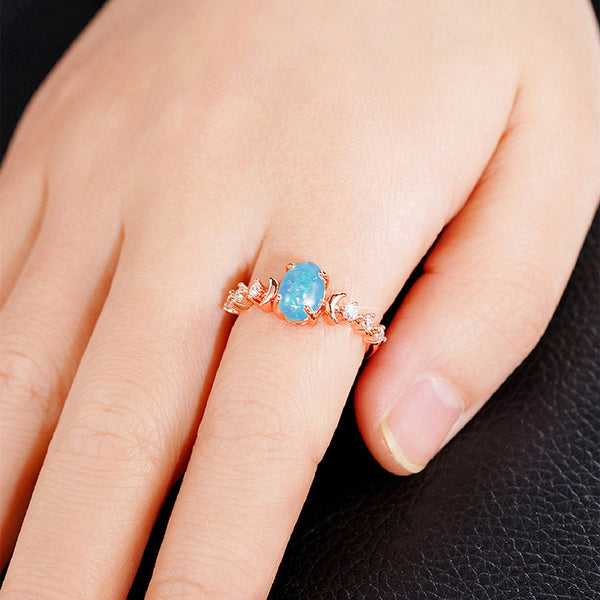 Oval Synthetic Blue Opal Ring