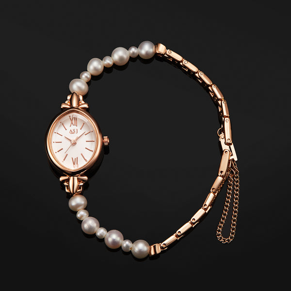 Pretty Pearl Quartz Bracelet Watch – Rose Gold