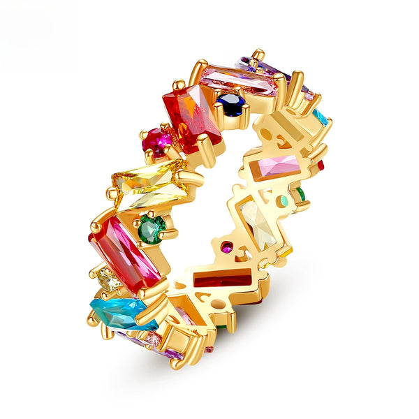 Colorful Cubic Zirconia Ring – 18K Gold Plated