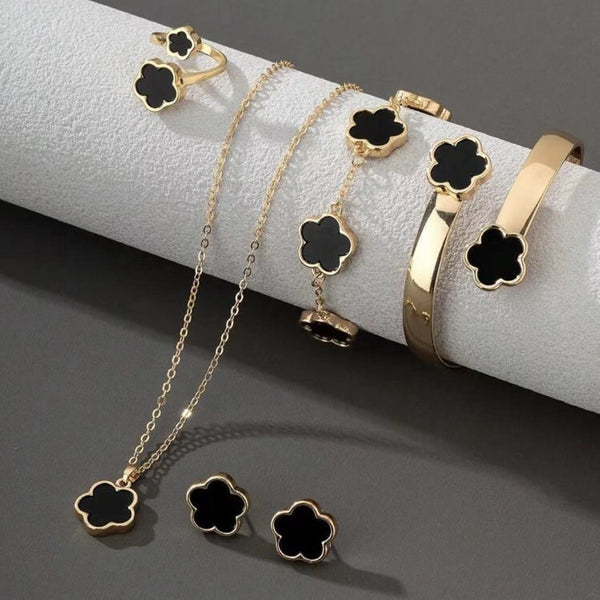 Flower Design Five-Piece Jewelry Set