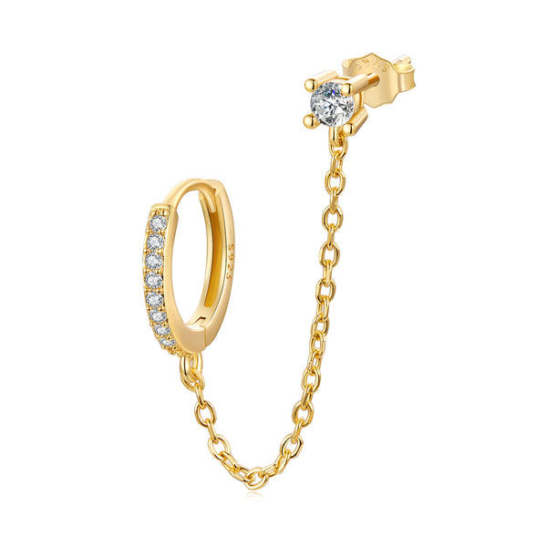 Chain Threader Gold Silver Hoop Earrings