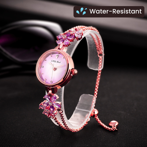 Water-Resistant Gradient Floral Bracelet Watch
