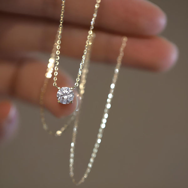 Minimalist 1ct CZ Sterling Silver Necklace