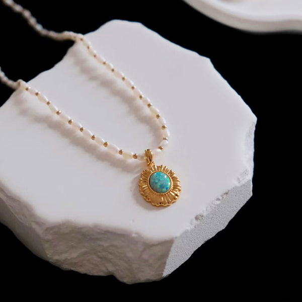 Retro Opal Pearl Necklace