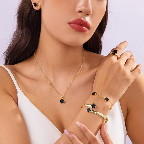 Flower Design Five-Piece Jewelry Set